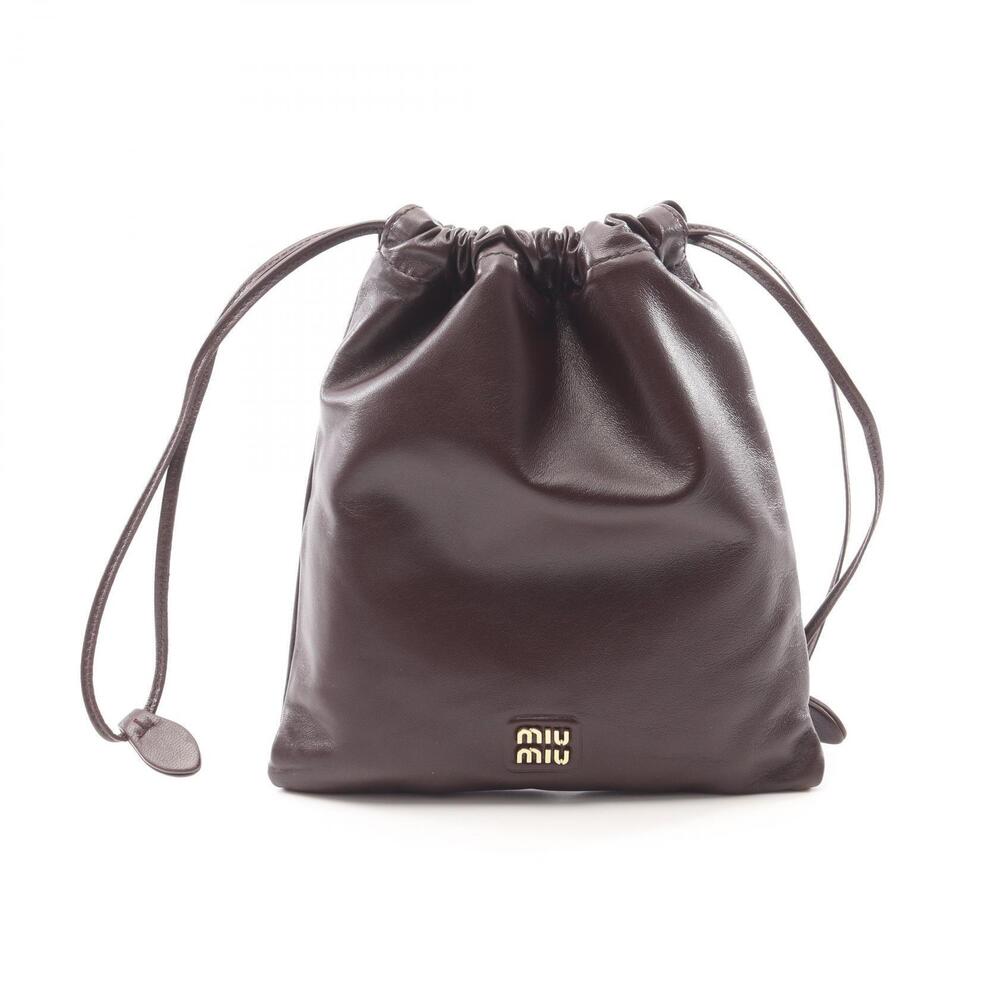 Miu Miu NAPPA Pouch Clutch Bag Leather Brown